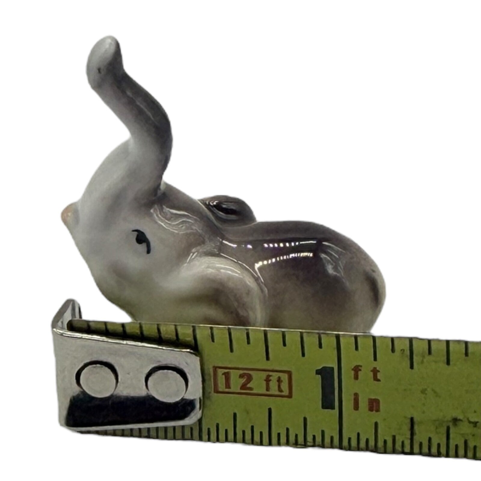 Vintage Japan Ceramic Miniature Elephant Figurines - Parent & Child - Good Luck
