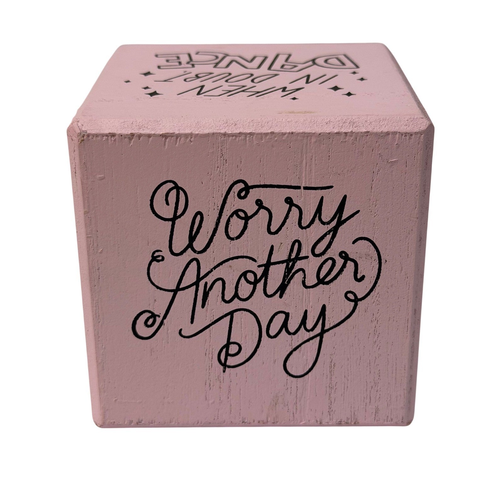 Pink Wooden Quote Block 4x4 Inspirational Desk Decor Believe in Yourself Be Bold