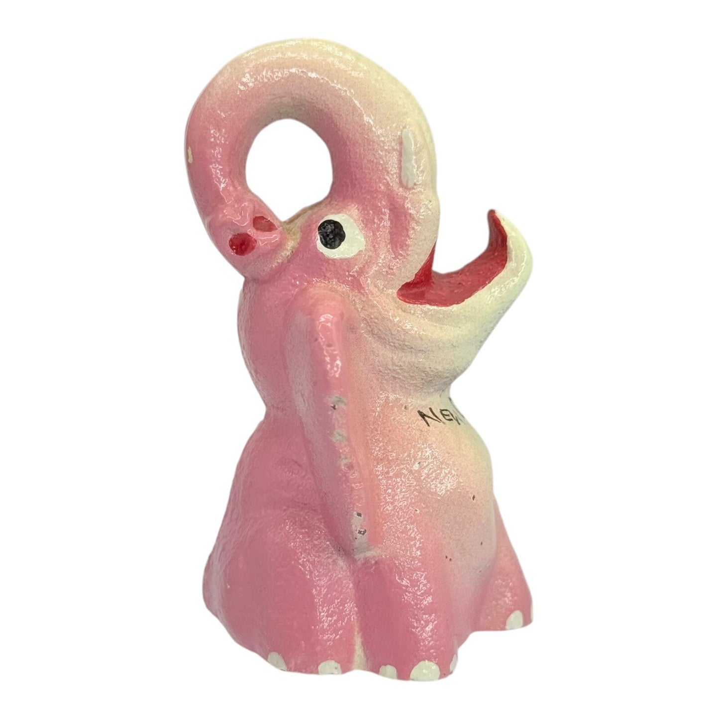 New Orleans 50's Souvenir Elephant Figurine Trunk Up Good Luck Charm 3" Pink