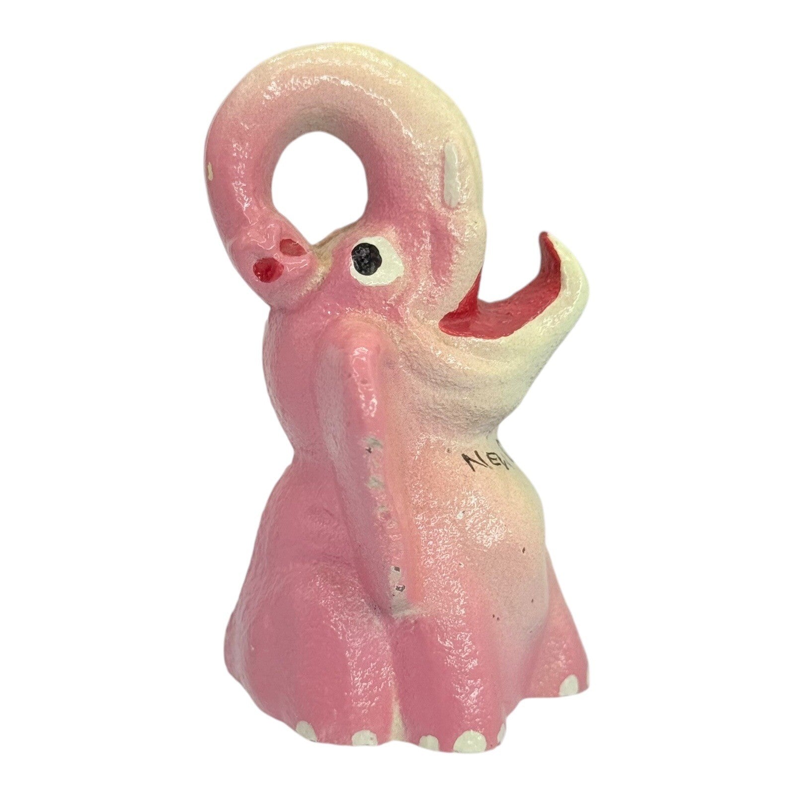 New Orleans 50's Souvenir Elephant Figurine Trunk Up Good Luck Charm 3" Pink