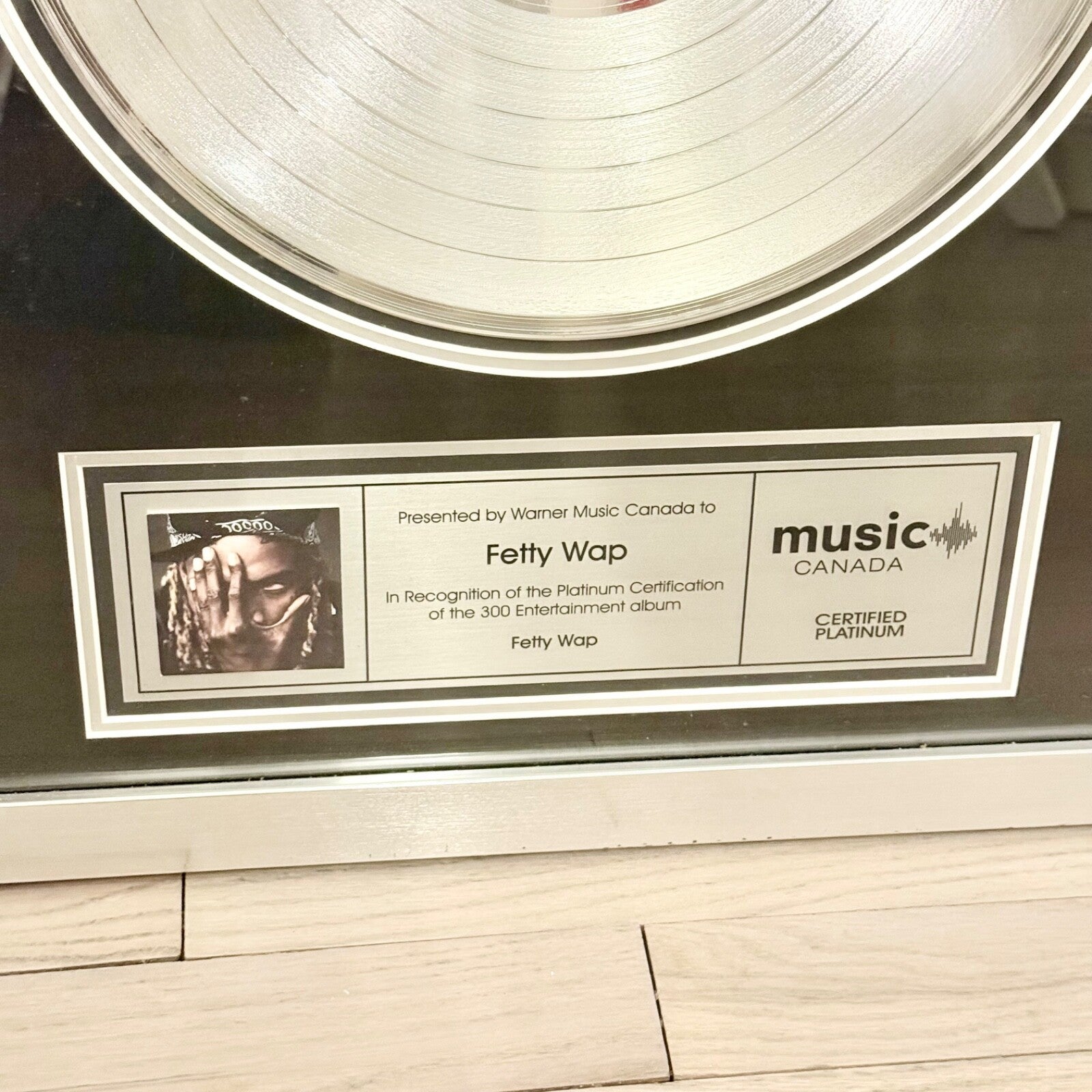 Framed Super Rare Fetty Wap 2015 Platinum Plaque - Warner Music Release