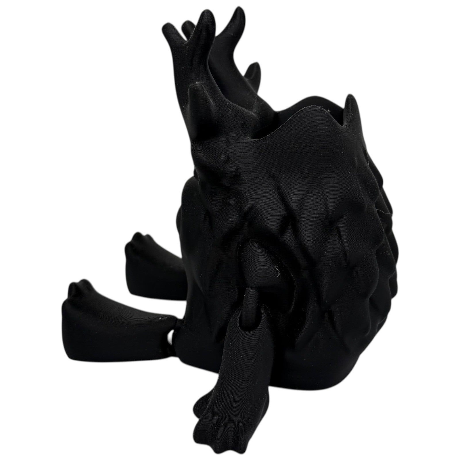 Black 3D Printed Creature Planter / Pen Holder – 6" Fantasy Shelf Decor