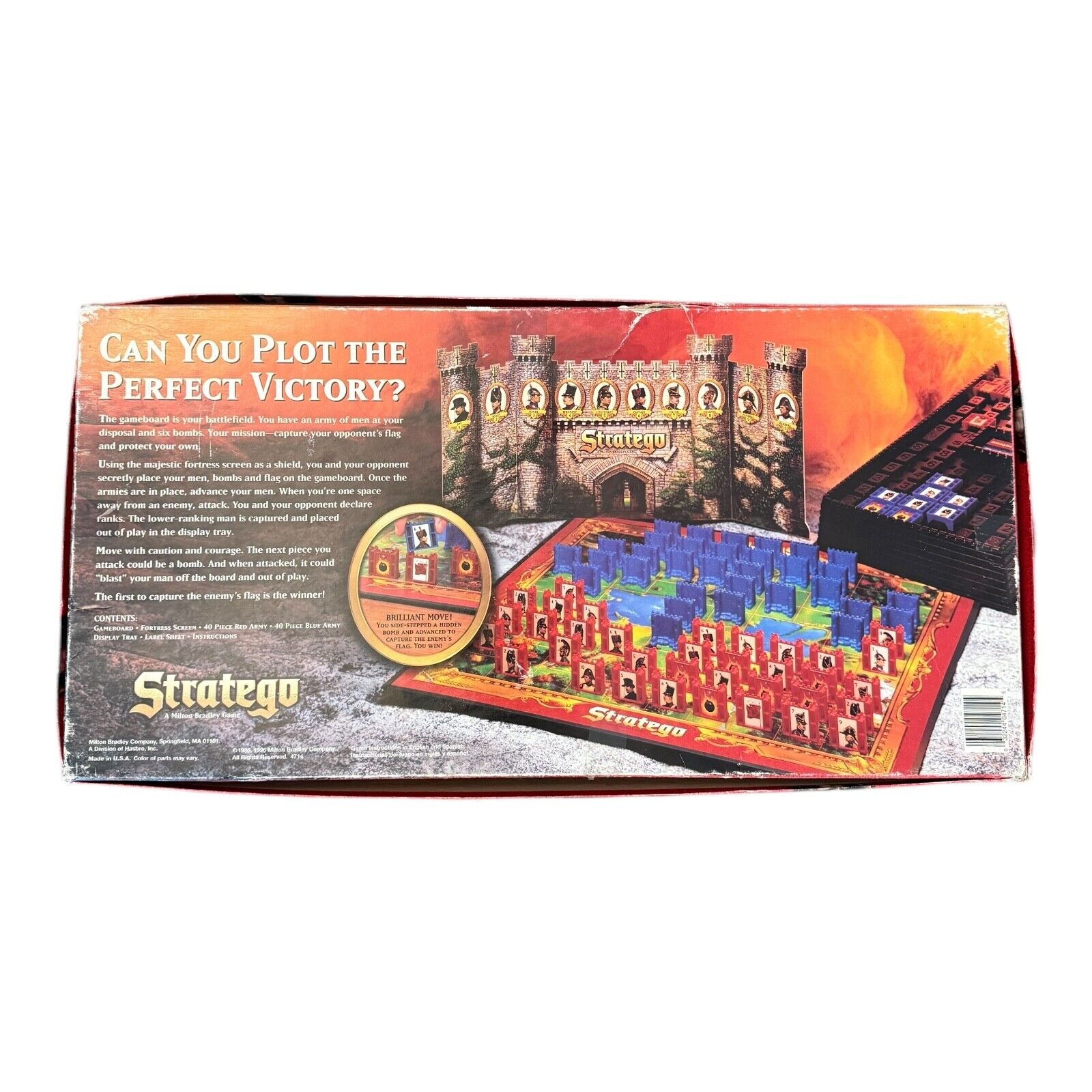 Stratego Strategy Game 1996 Milton Bradley Vintage with Castle Backdrop