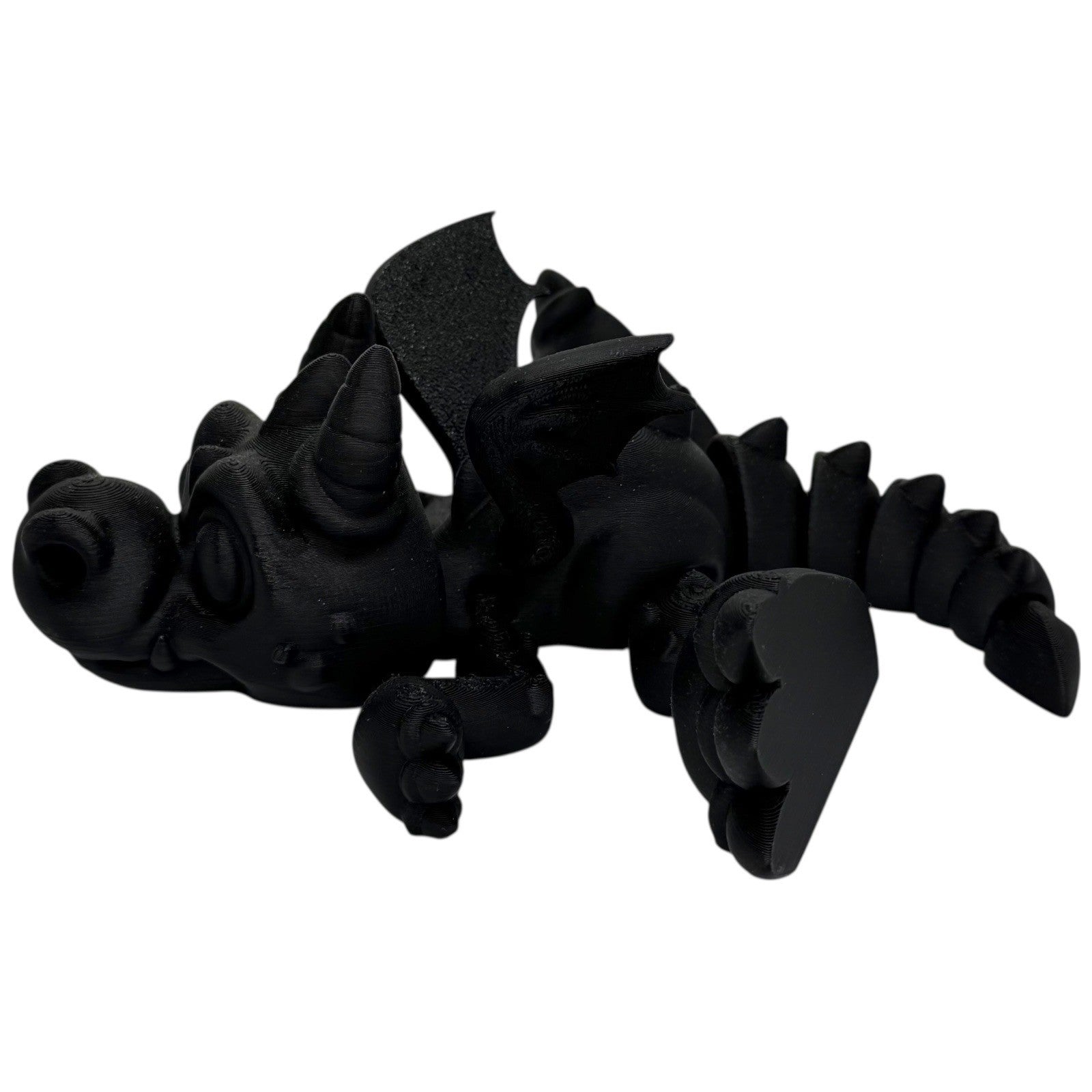 Black 3D Printed Articulated Dragon Figure – Flexible Poseable Toy Decor