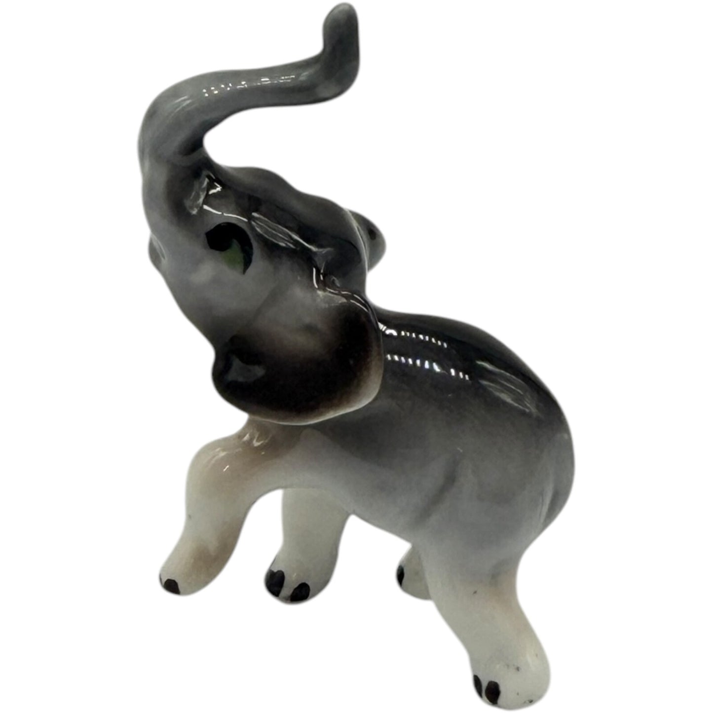 Rare Vintage Japan Ceramic Miniature Elephant Figurines - Parent & Child Set