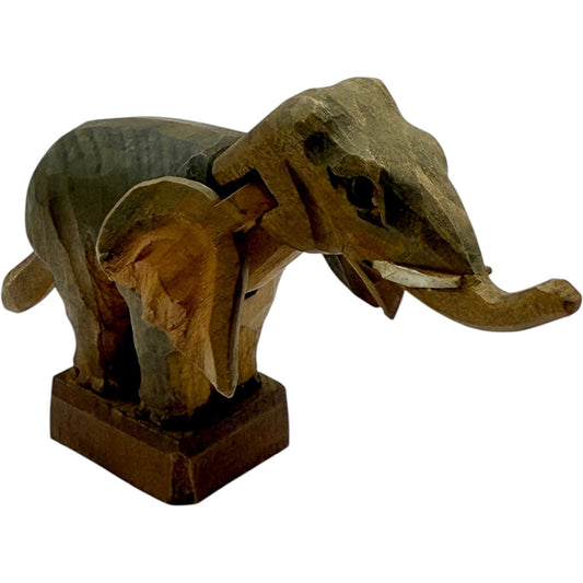 Vintage ANRI Mechanical Elephant Bottle Stopper Hand-Carved & Painted Wine Cork