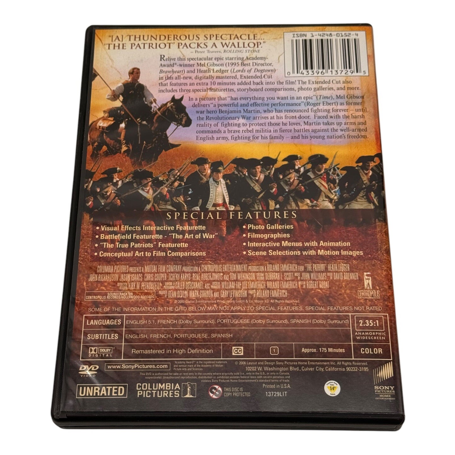 The Patriot Extended Cut Mel Gibson DVD