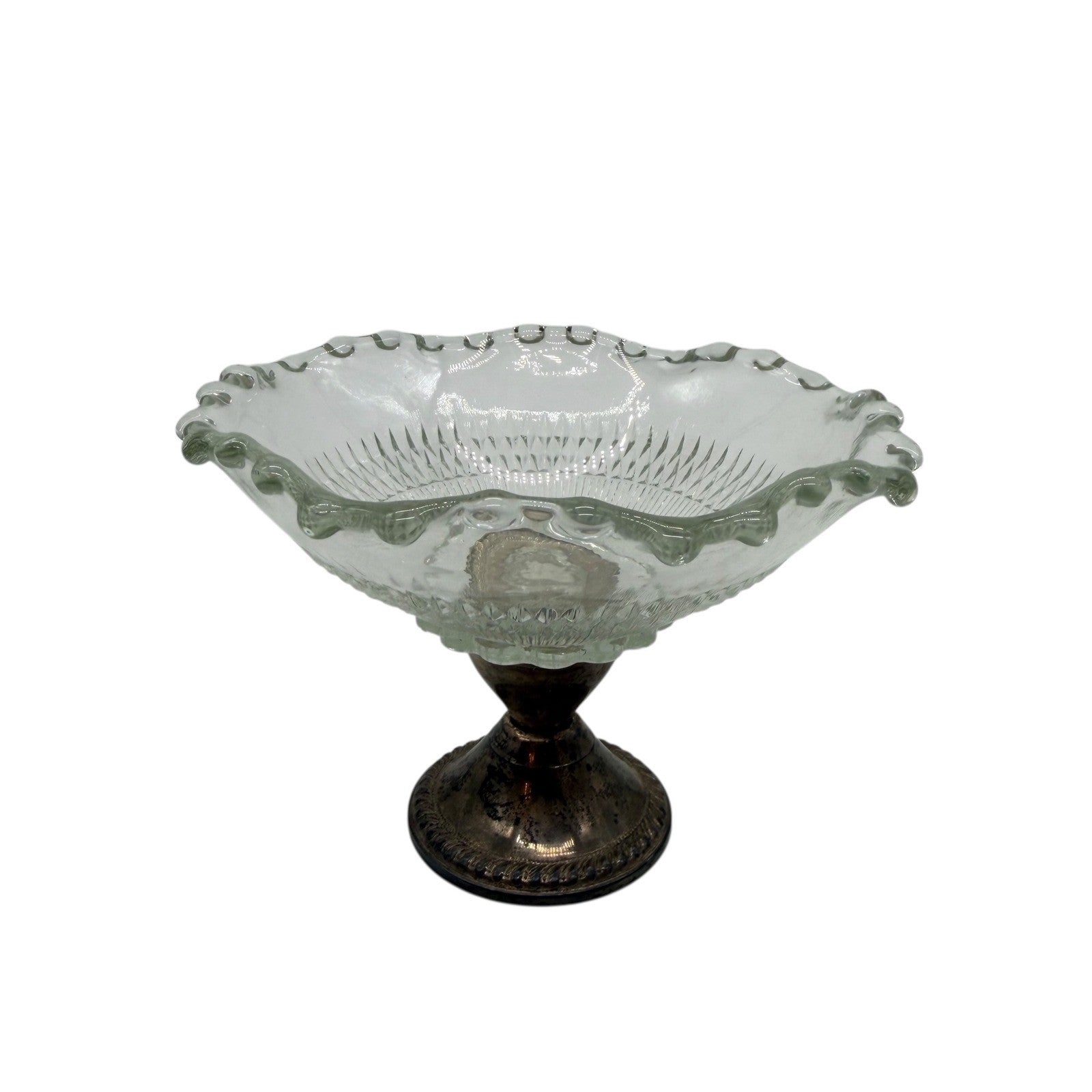 Gorham Duchin Silver Weighted Pedestal Compote Bowl Cut Glass Vintage 5.75 in