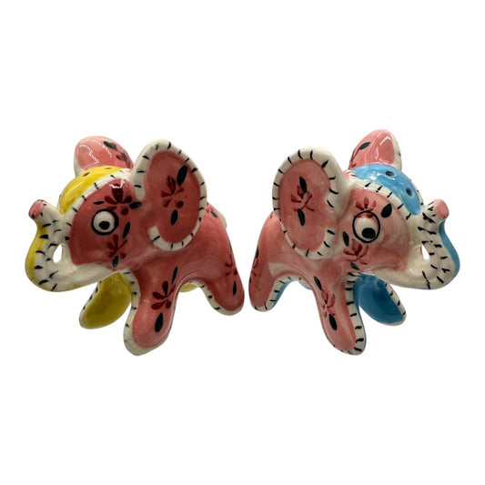Vintage 1960s Pink Elephant Salt & Pepper Shakers – Napco Japan Stitch Pattern