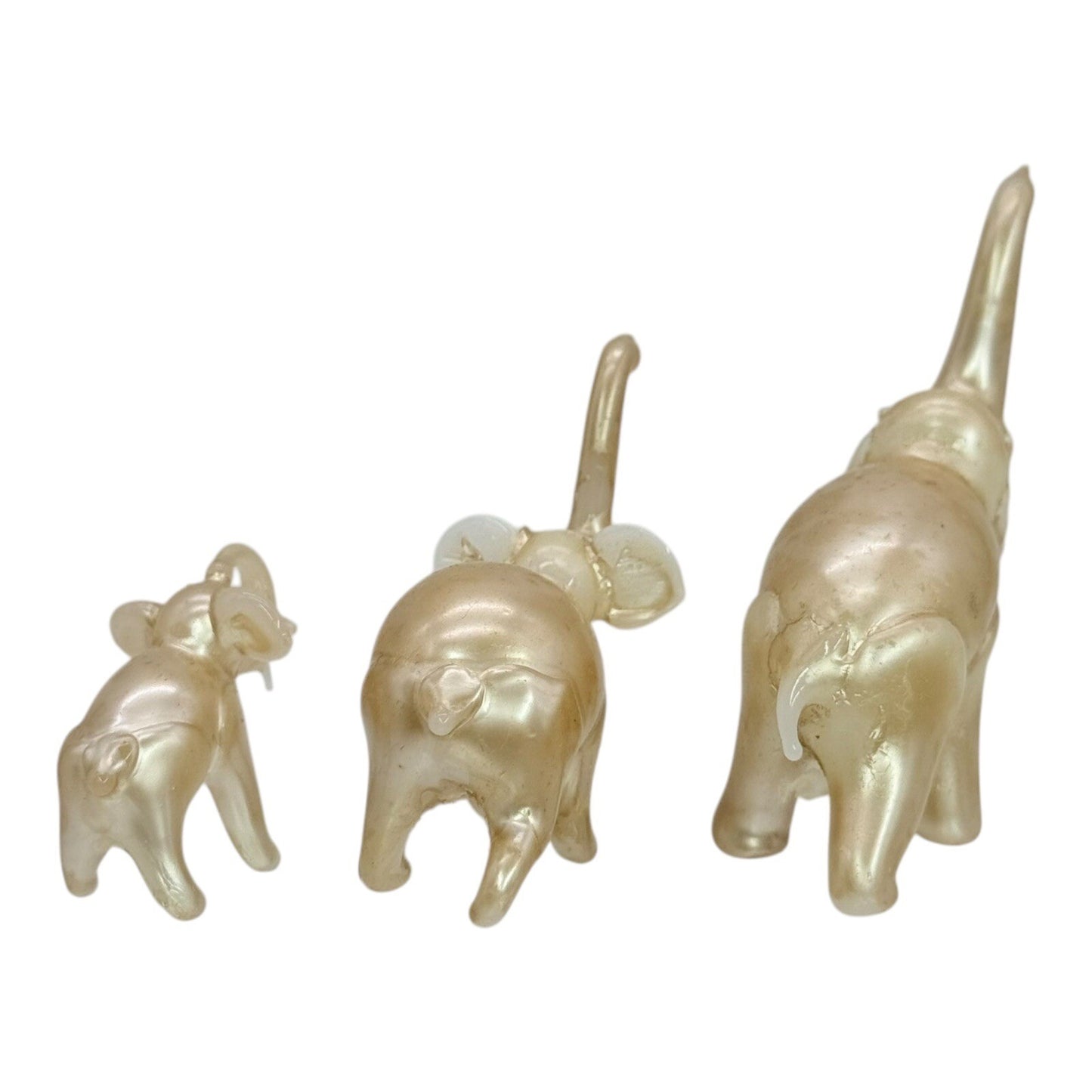 Glass Elephant Figurines Family Set of 3 Gold Home Decor Shelf Display