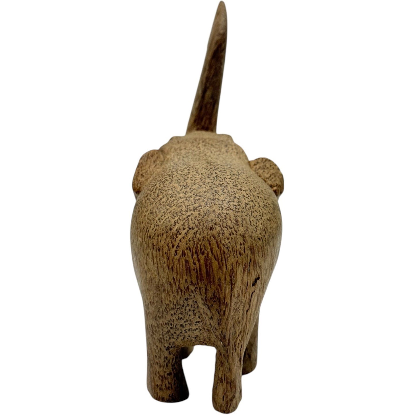 Hand Carved Wooden Elephant Figurine Trunk Up Good Luck Decor Statue