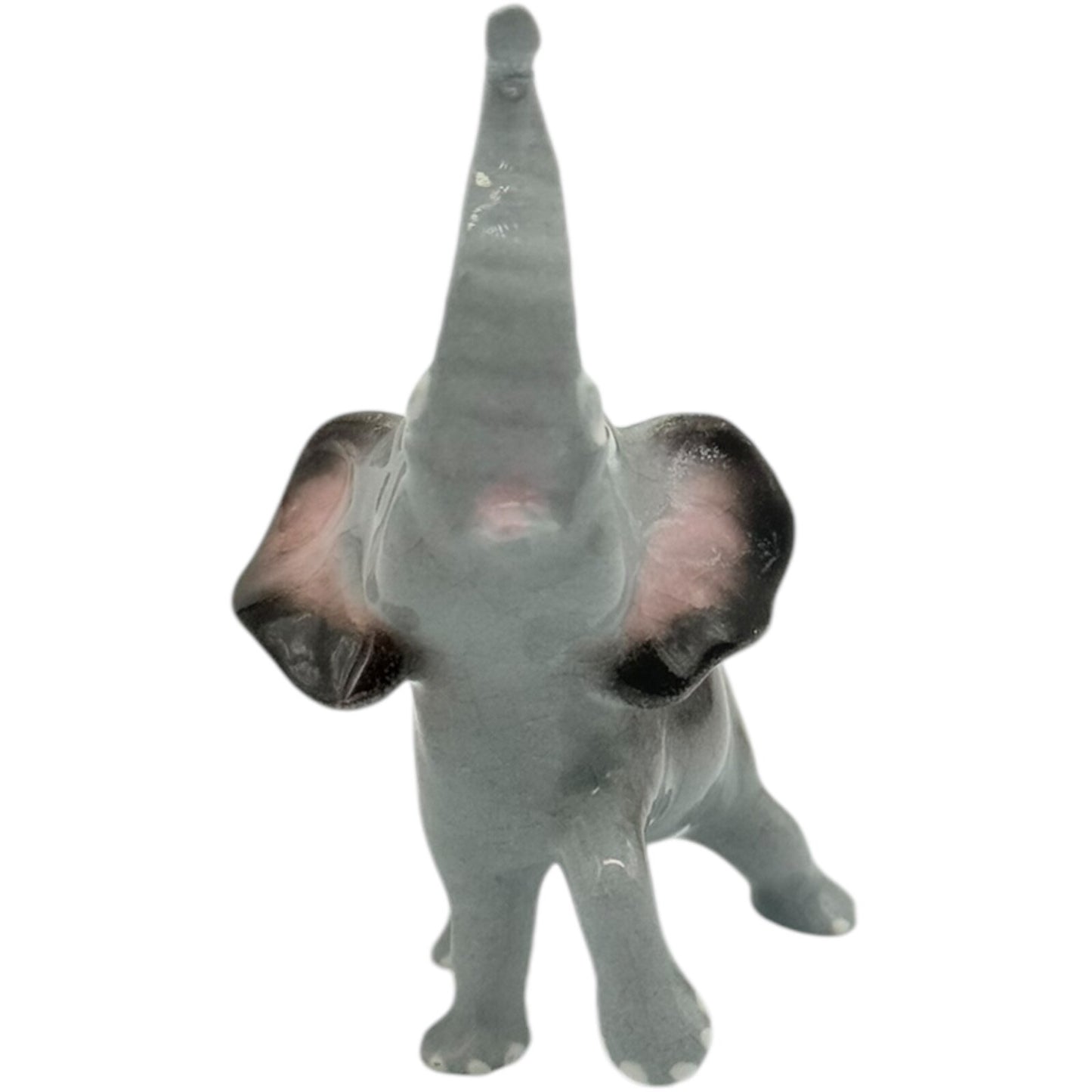 Vintage Hagen Renaker Ceramic Elephant Figurines - Hand-Painted Gray & Pink