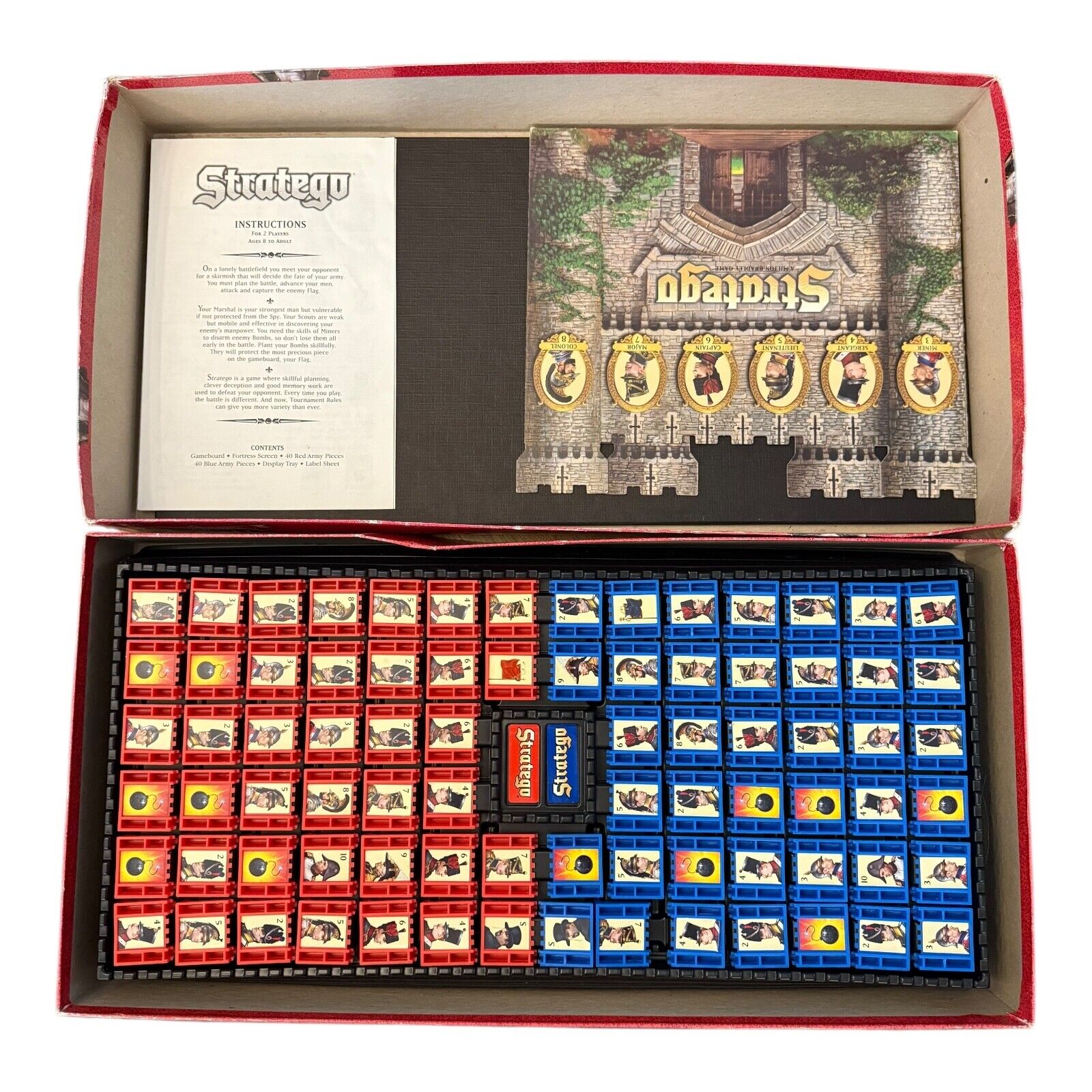 Stratego Strategy Game 1996 Milton Bradley Vintage with Castle Backdrop