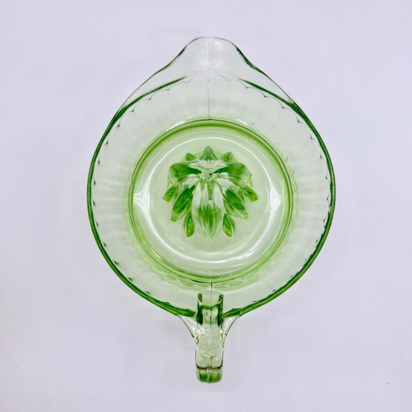 Vintage Green Depression Glass Citrus Juicer Pitcher Reamer