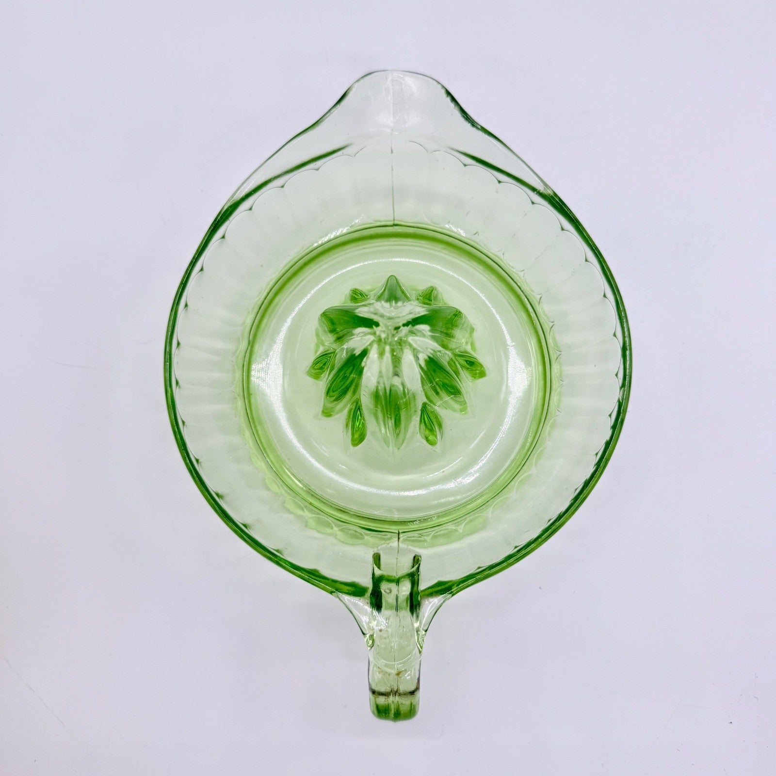 Vintage Green Depression Glass Citrus Juicer Pitcher Reamer