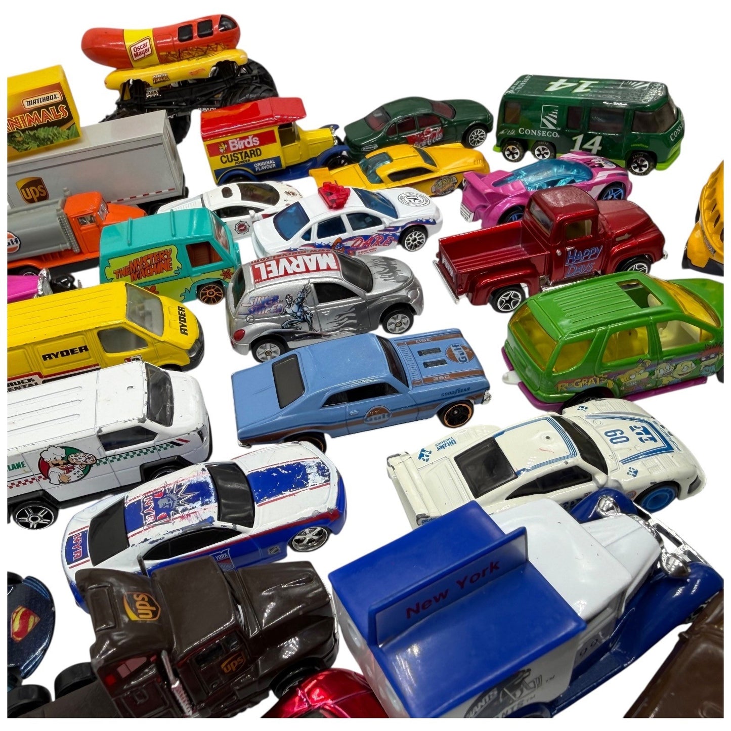 Vintage Hot Wheels Matchbox Diecast Car Lot of 35+ Mixed Brands 1970s–2010s Used