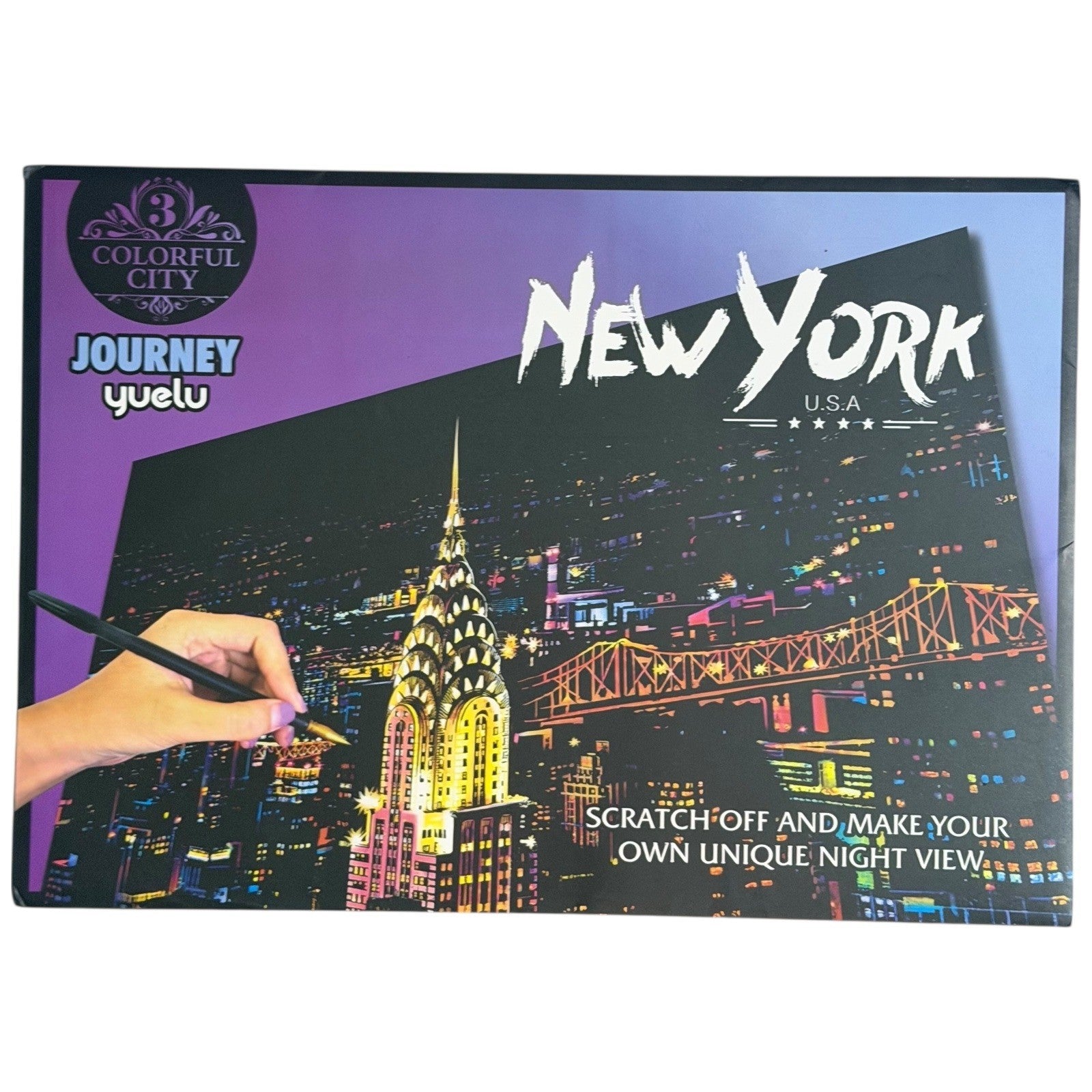 Lot of 14 Scratch Art Boards Colorful City Night View – Mixed Set No Stylus