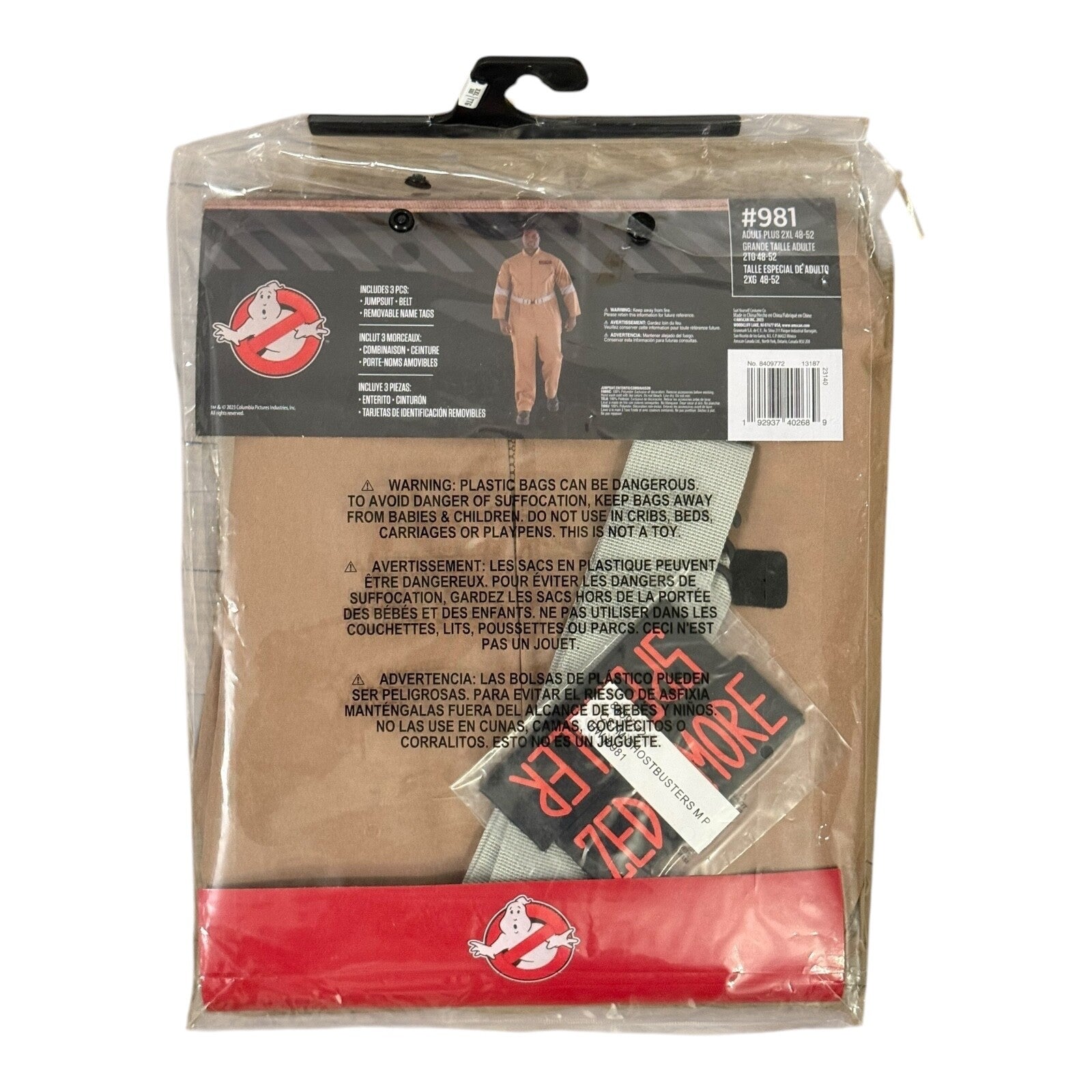 Adult Ghostbusters Costume Licensed - Adult Plus 2XL