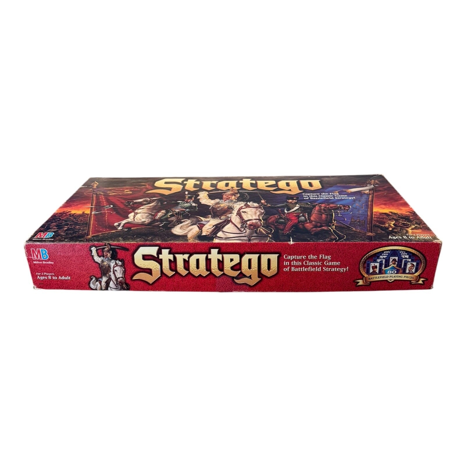 Stratego Strategy Game 1996 Milton Bradley Vintage with Castle Backdrop