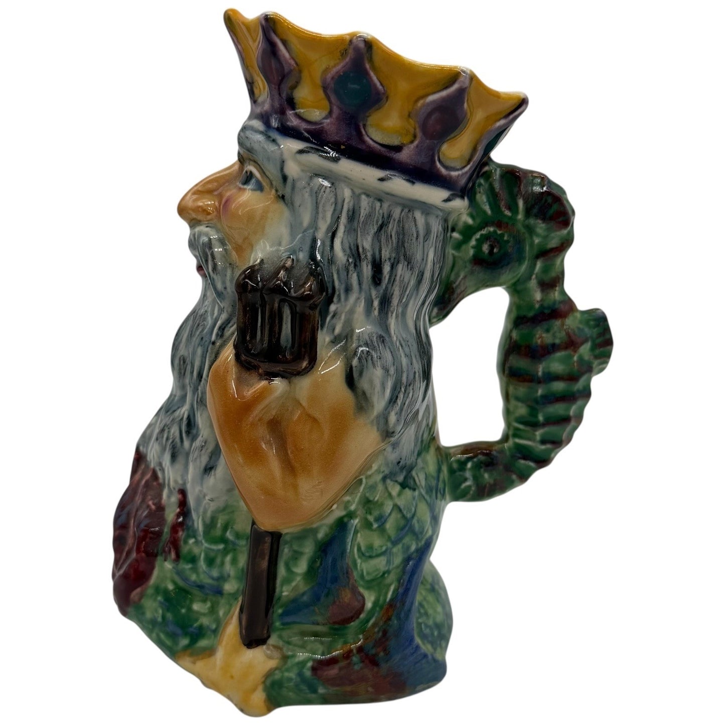 Shorter England Neptune King Triton Pitcher Jug Mariner King Seashorse Handle