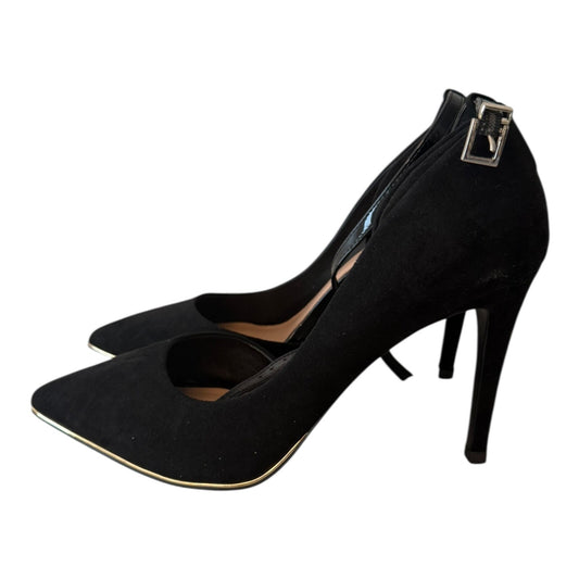 Call It Spring Exerina Black Peep-Toe Heels Size 10 – Ankle Strap Pumps Used