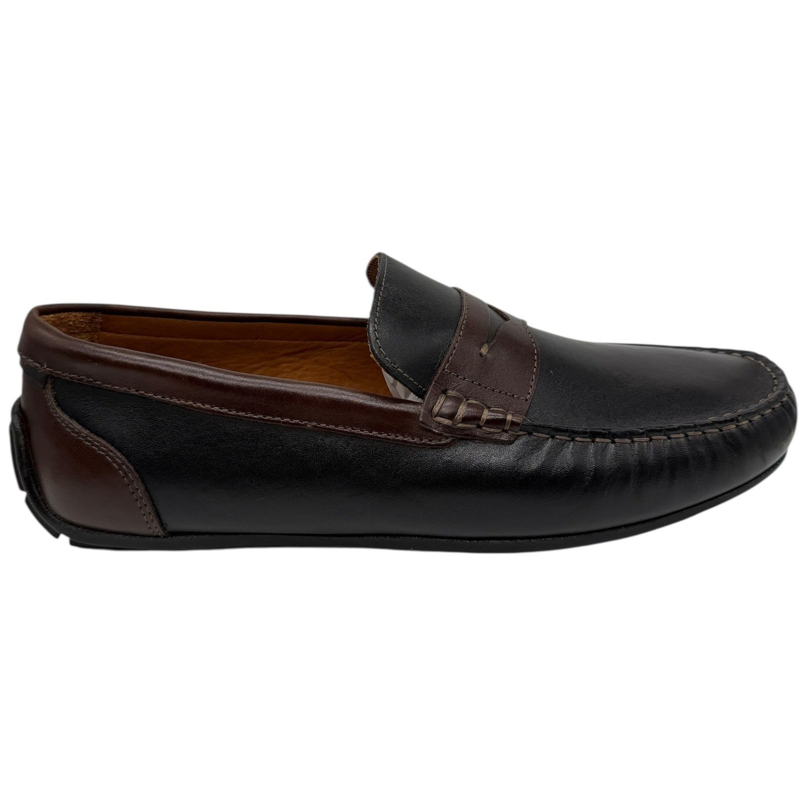 Johnston & Murphy Mens Penny Loafer Driving Shoes Black Brown Leather Size 8.5 M