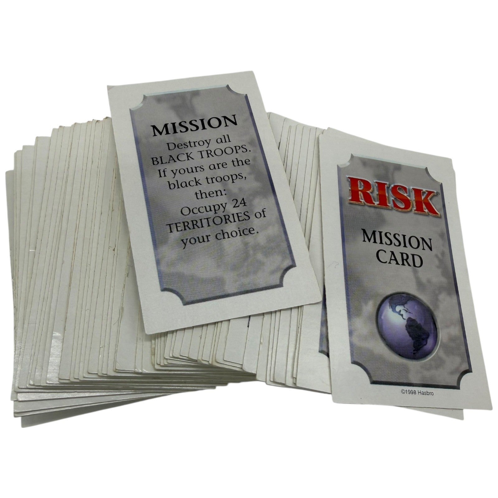 1998 Hasbro Risk Board Game Replacement Cards Complete 56 Card Mission Set