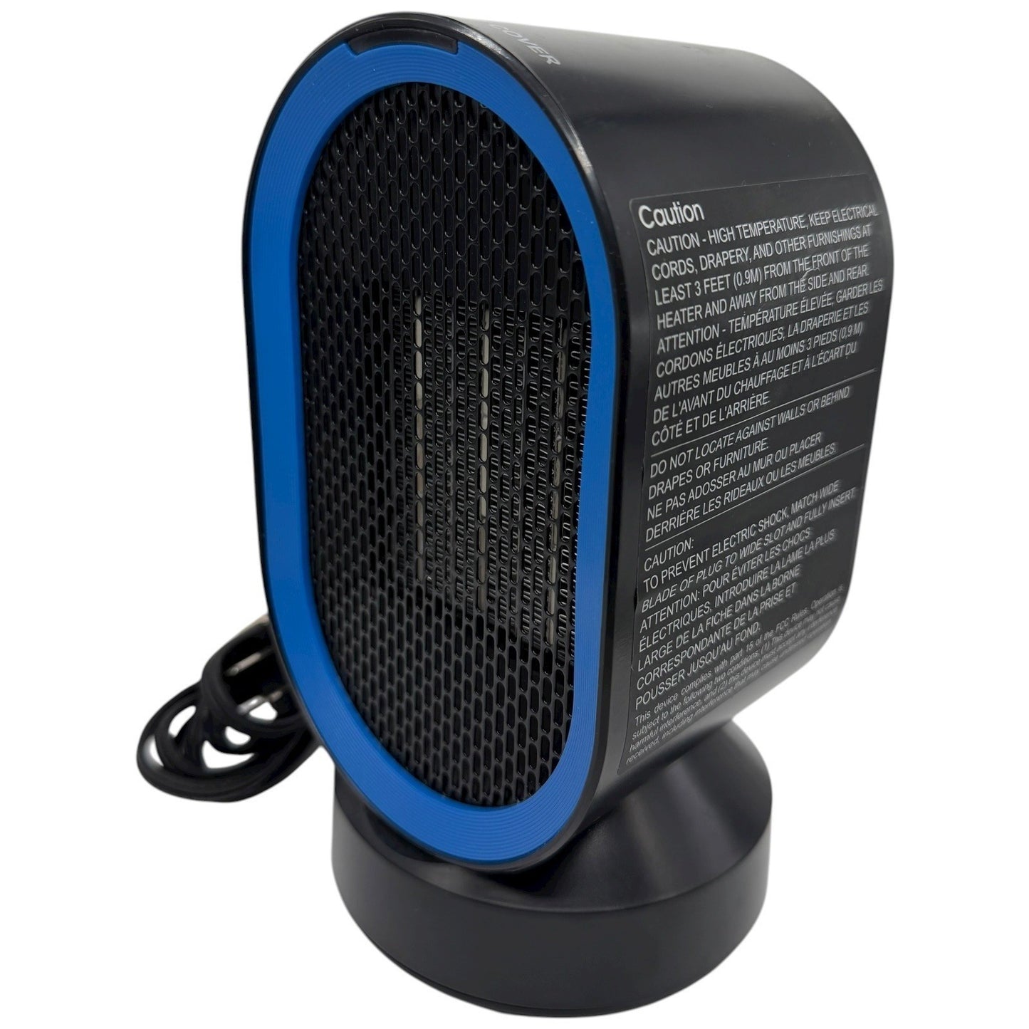 Compact Electric Portable Heater Personal Space Heater Fan Blue Trim