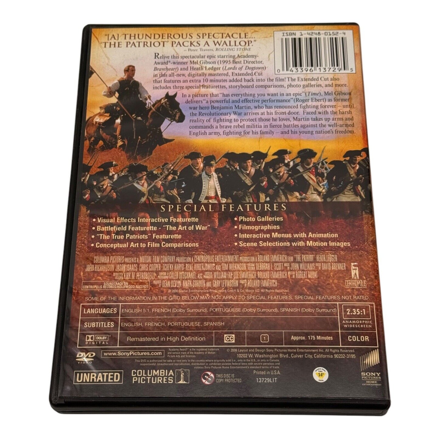 The Patriot Extended Cut Mel Gibson DVD
