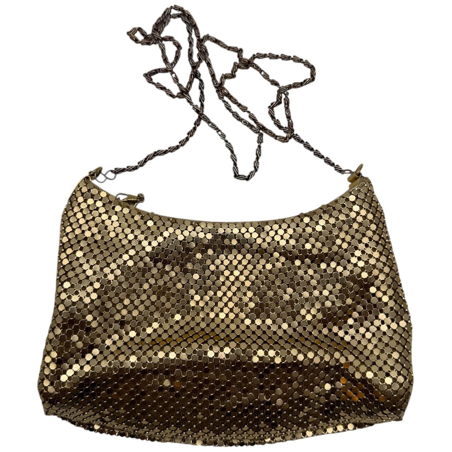 Whiting & Davis Vintage Gold Metal Mesh Shoulder Bag Evening Purse Chain Strap
