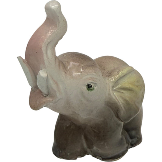 Elephant Figurine Trunk Up Ceramic Animal Statue Decor Collectible