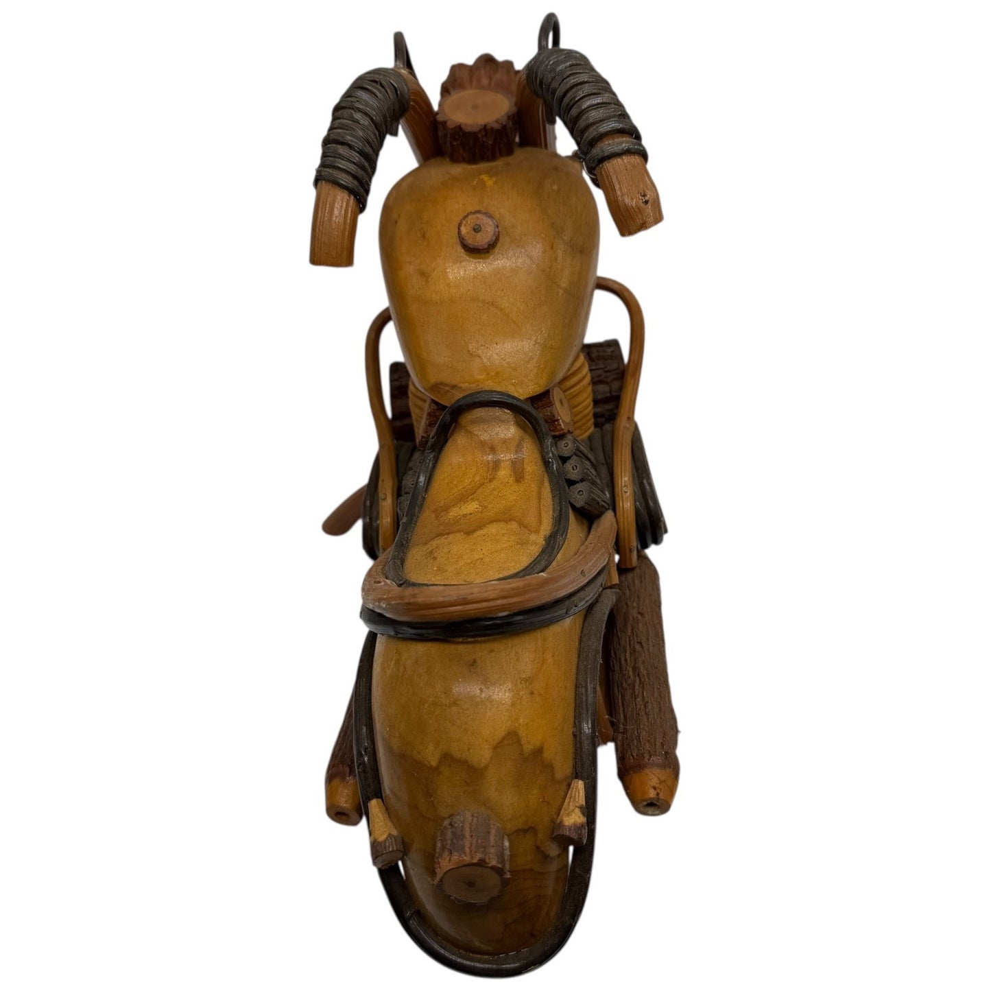 Handmade Wooden Motorcycle Chopper Sculpture Desk Decor Art