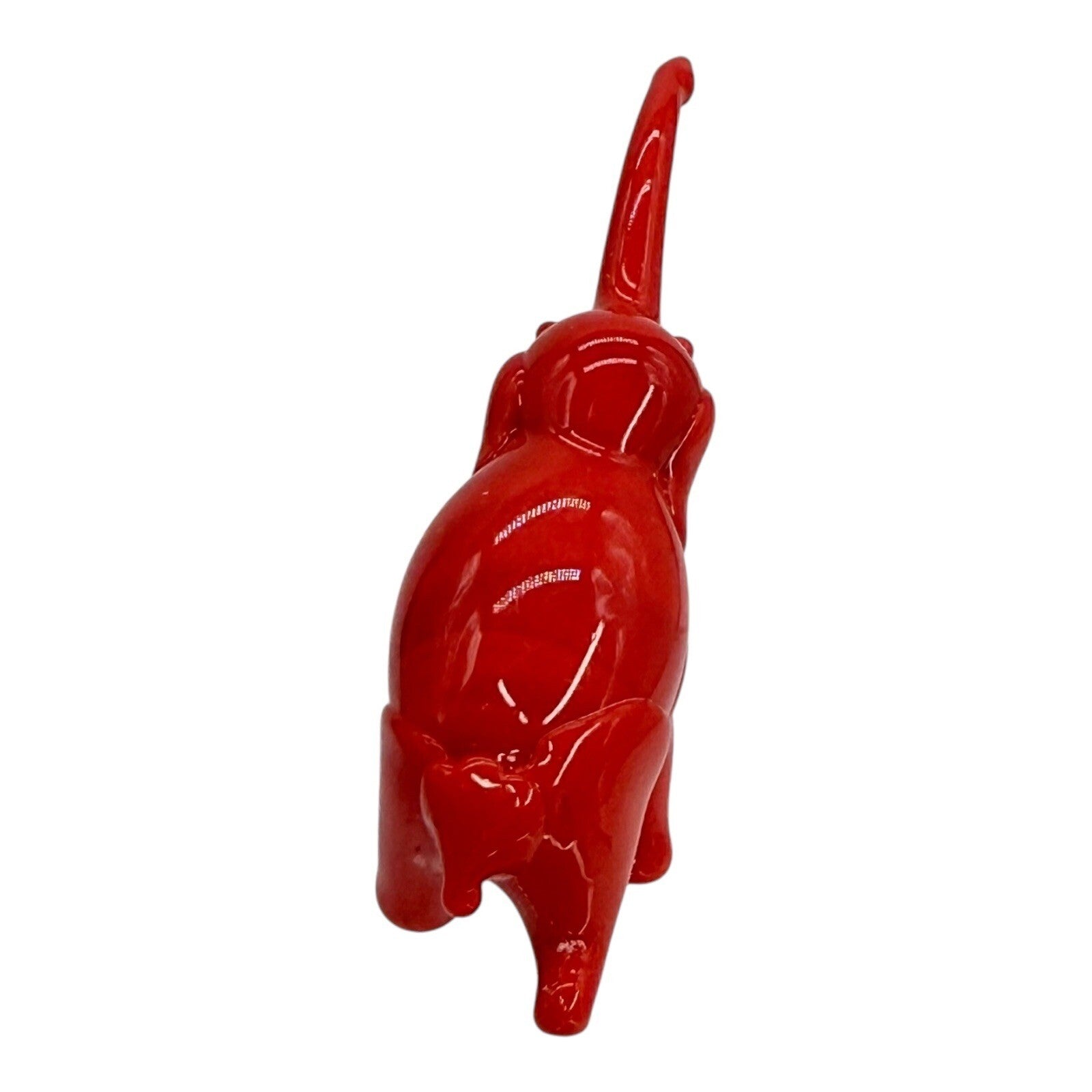 Red Glass Elephant Figurine Trunk Up Good Luck Home Decor Shelf Sitter Small