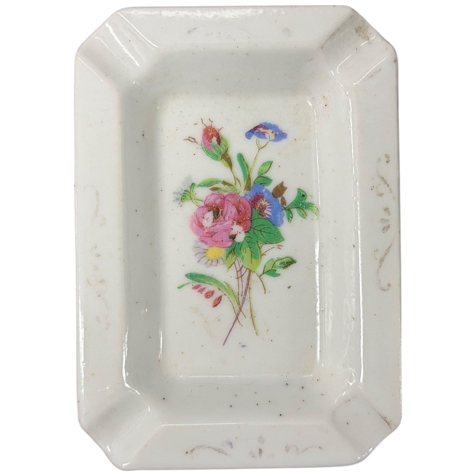 Vintage Made in Japan Porcelain Trinket Dish Floral Bouquet Design