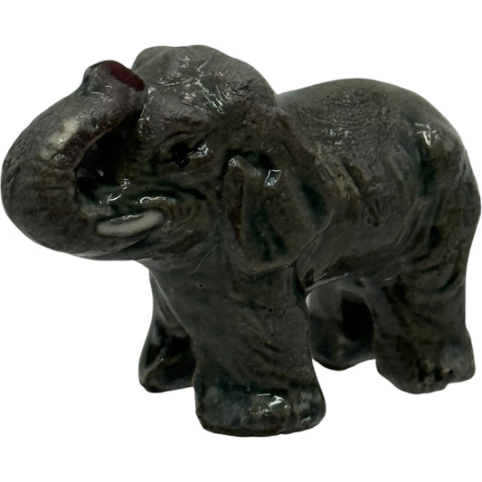 Elephant Figurine Ceramic Animal Statue Decor Collectible Miniature Gray