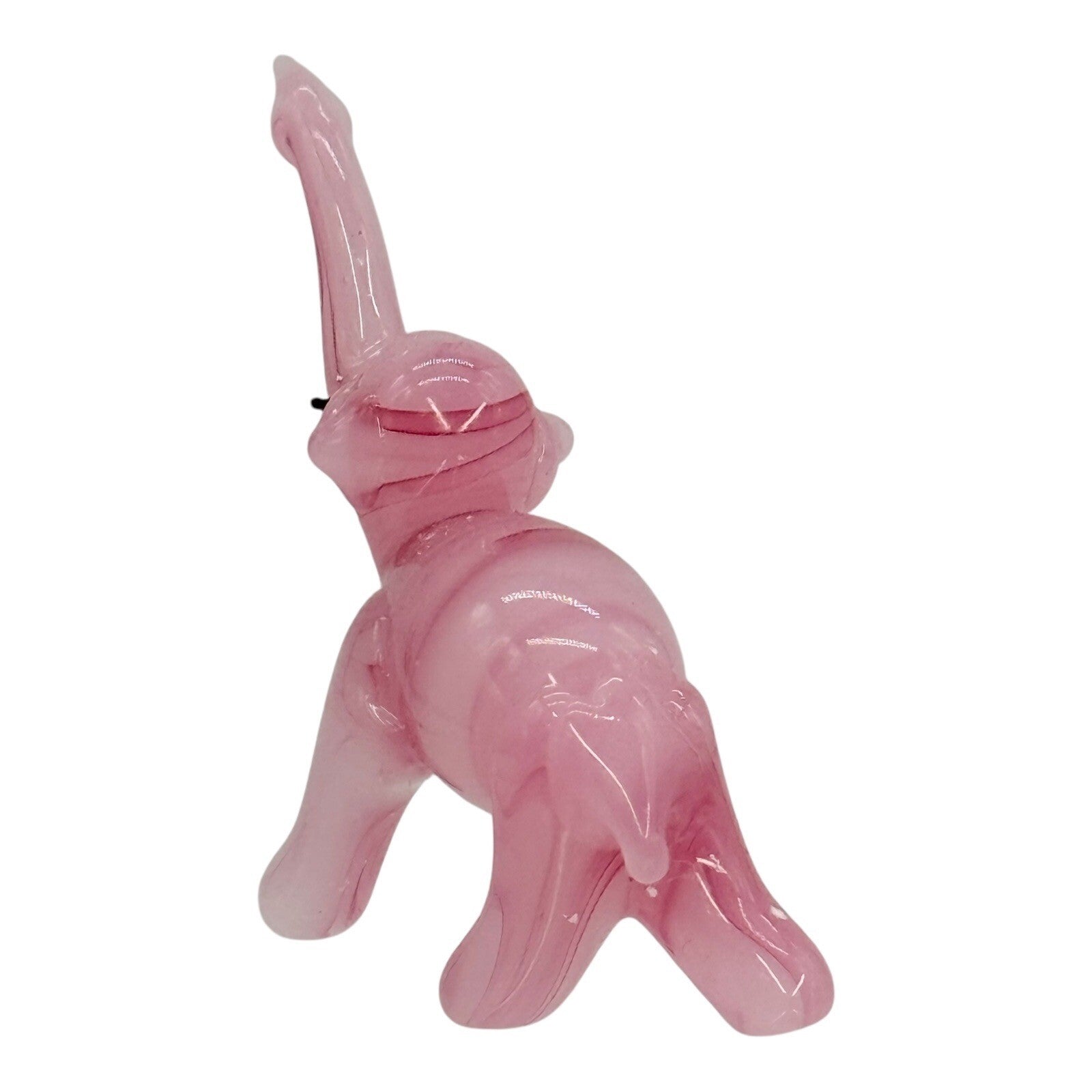 Pink Glass Elephant Figurine Hand Blown Art Glass Animal Collectible Decor