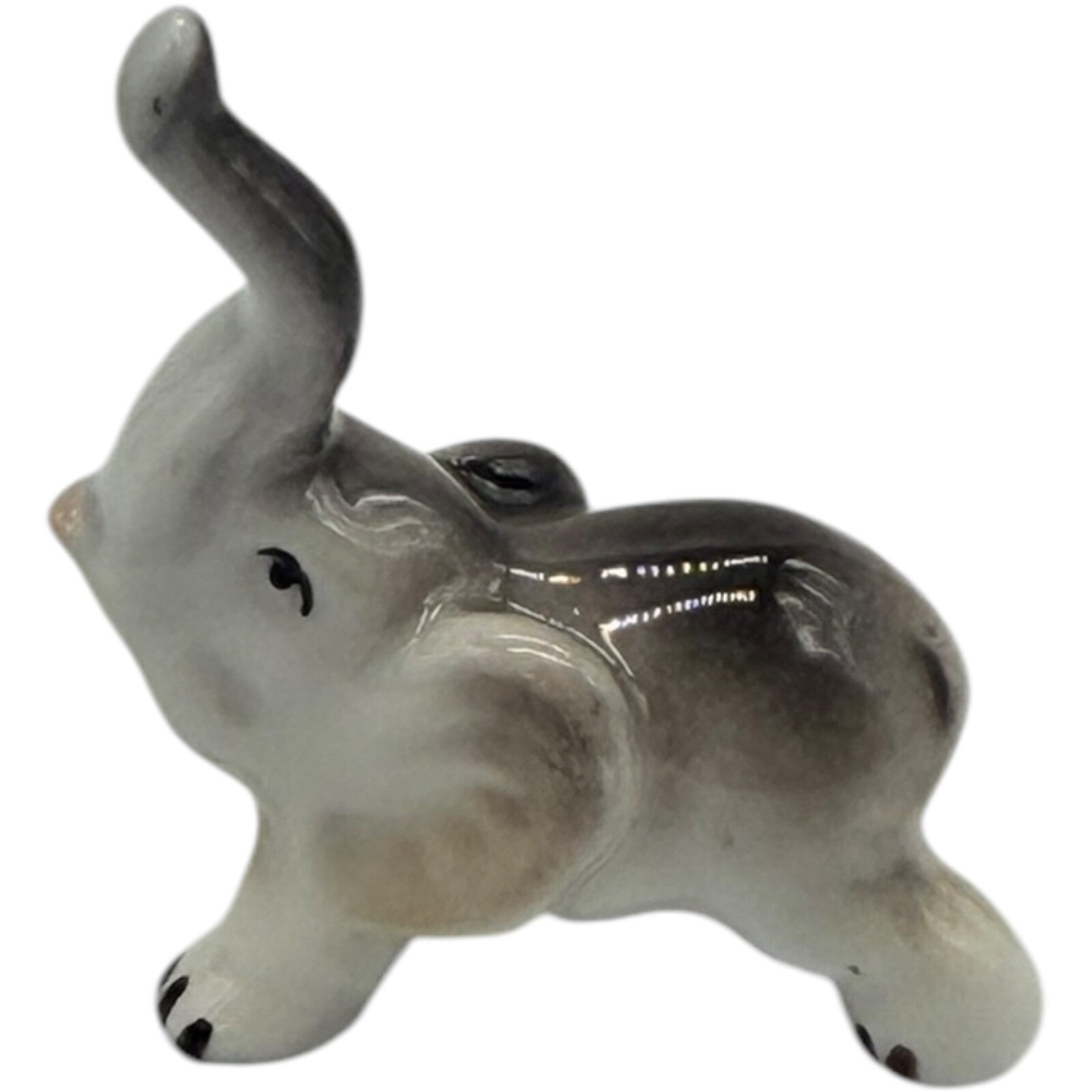 Vintage Japan Ceramic Miniature Elephant Figurines - Parent & Child - Good Luck