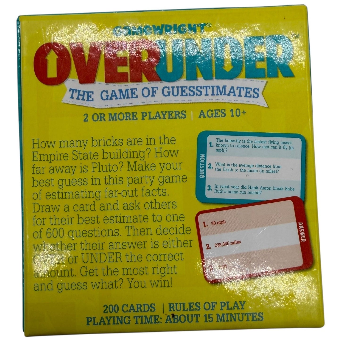 Gamewright Over Under The Game of Guesstimates Trivia Party Card Game 200 Cards