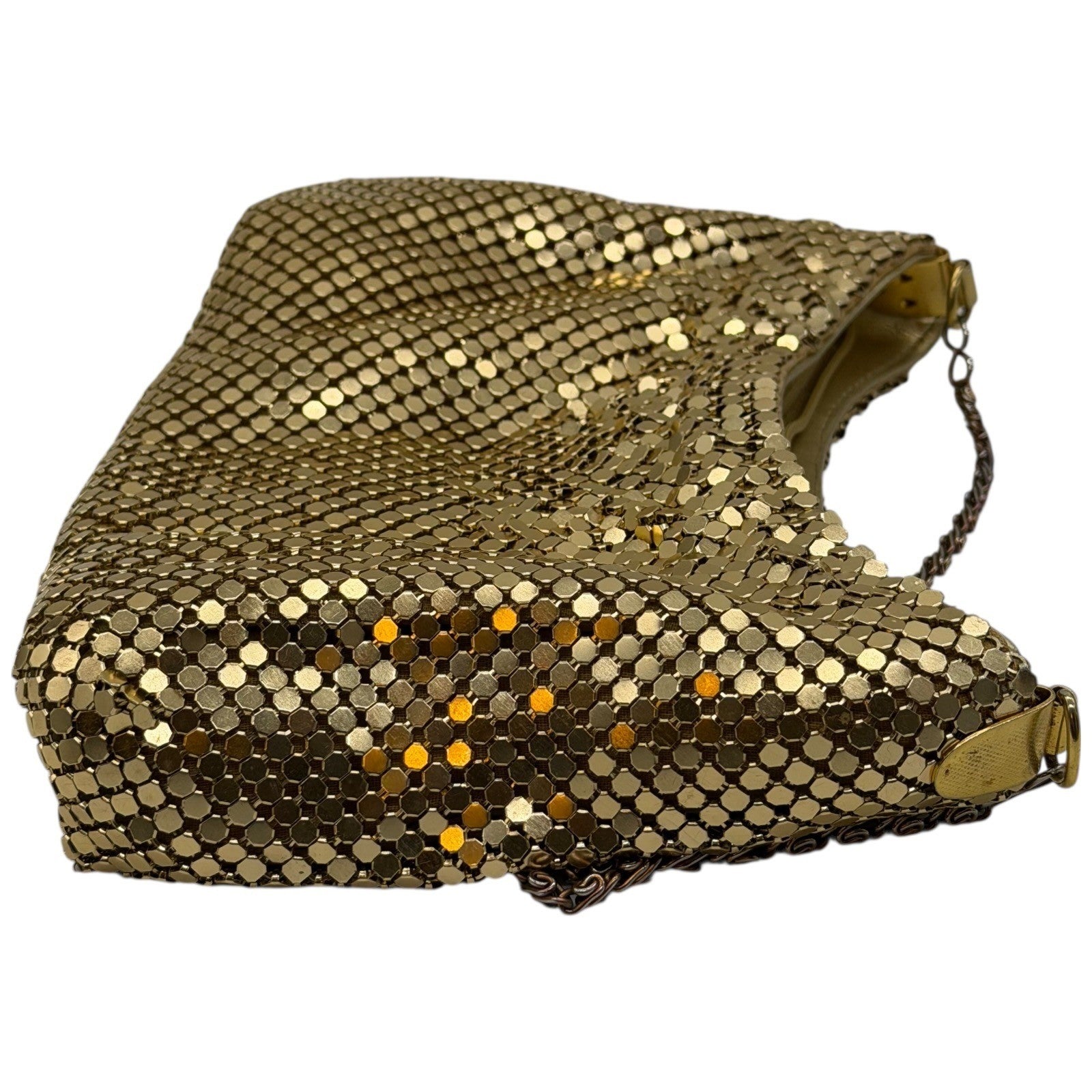 Whiting & Davis Vintage Gold Metal Mesh Shoulder Bag Evening Purse Chain Strap