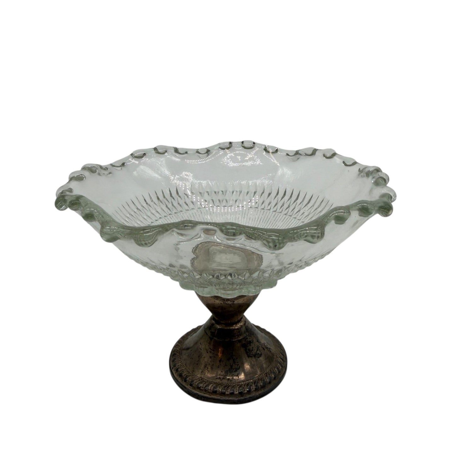 Gorham Duchin Silver Weighted Pedestal Compote Bowl Cut Glass Vintage 5.75 in
