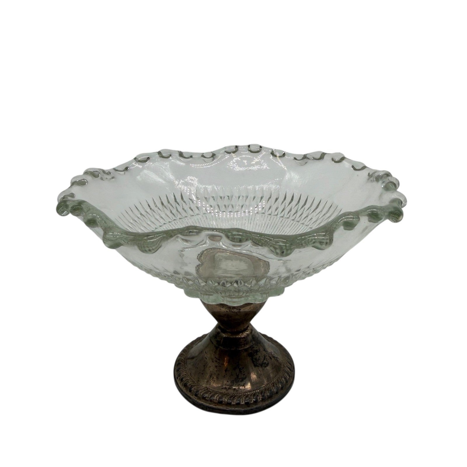 Gorham Duchin Silver Weighted Pedestal Compote Bowl Cut Glass Vintage 5.75 in