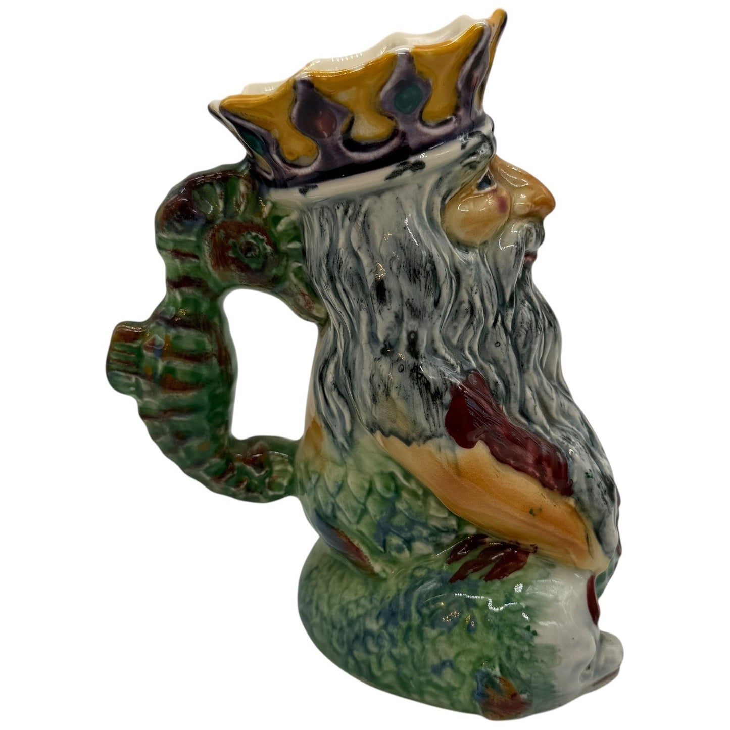 Shorter England Neptune King Triton Pitcher Jug Mariner King Seashorse Handle