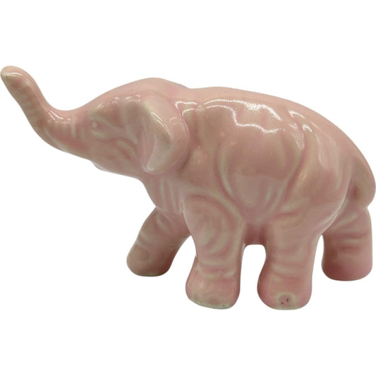 Pink Elephant Figurine Ceramic Animal Statue Home Decor Shelf Display