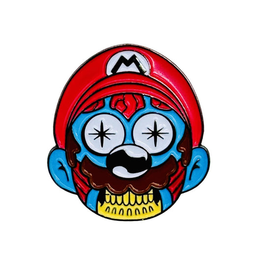 Mario "They Live" Zombie Enamel Pin Horror Video Game Character Brooch