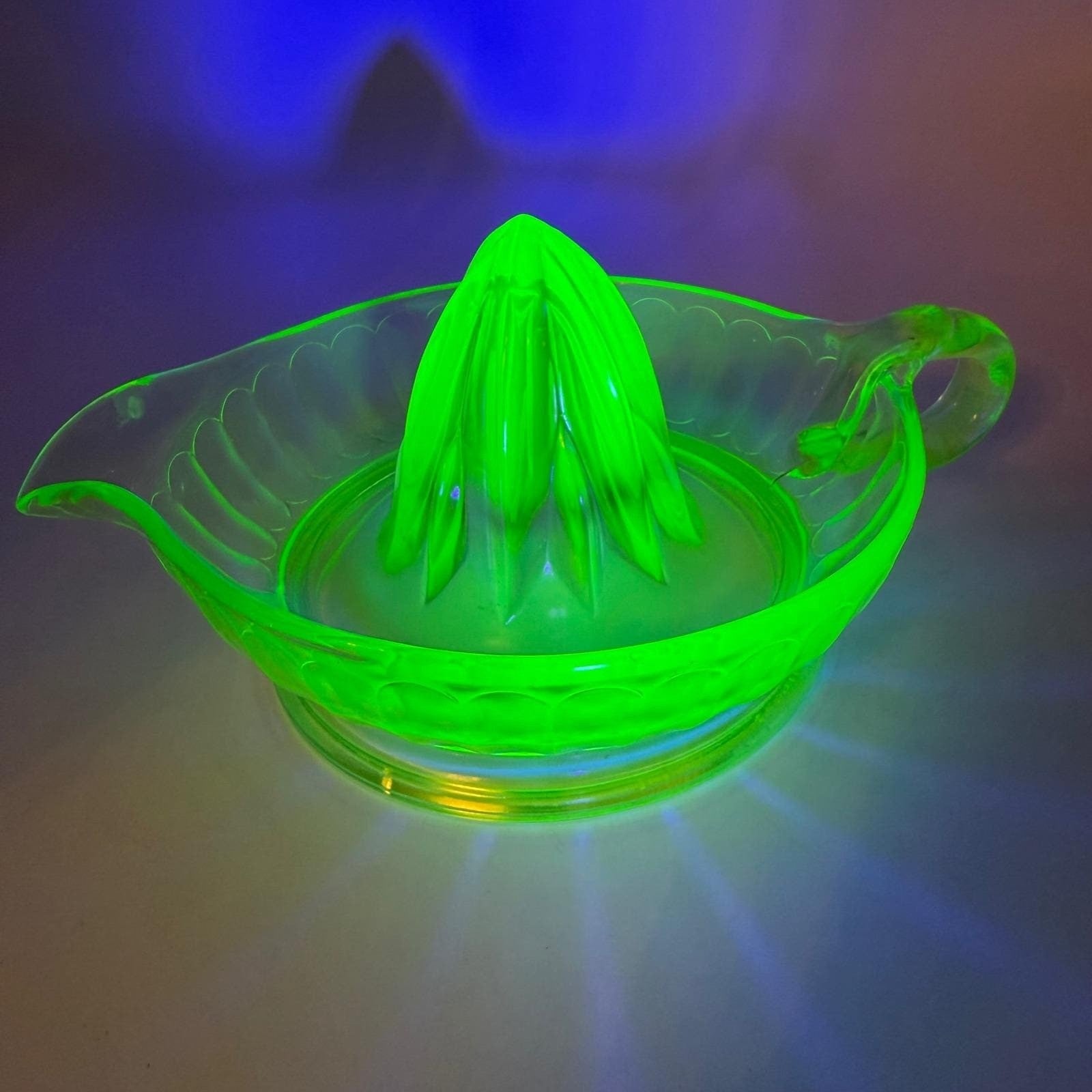 Vintage Green Depression Glass Citrus Juicer Pitcher Reamer