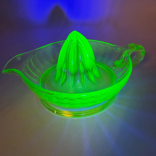 Vintage Green Depression Glass Citrus Juicer Pitcher Reamer