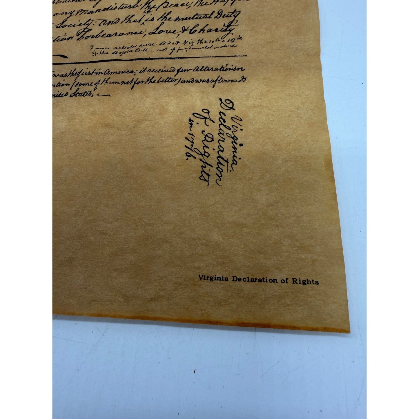 Bill of Rights Virginia Resolution & Declaration of Rights Parchment Replicas