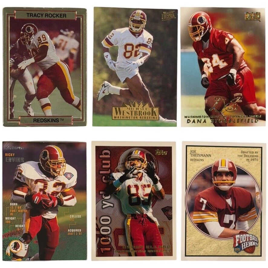Lot of 66 Washington Redskins Cards – Vintage, Signed, Numbered, Inserts