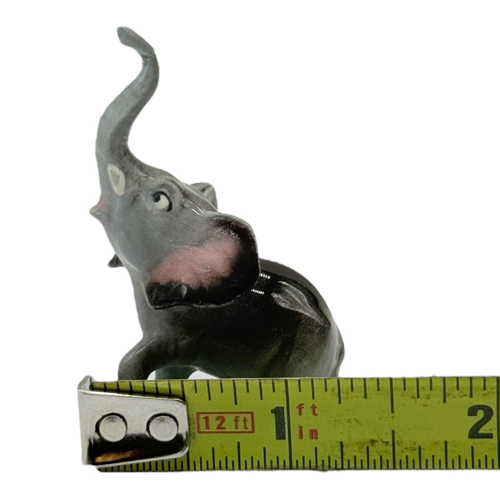 Vintage Hagen Renaker Ceramic Elephant Figurines - Hand-Painted Gray & Pink