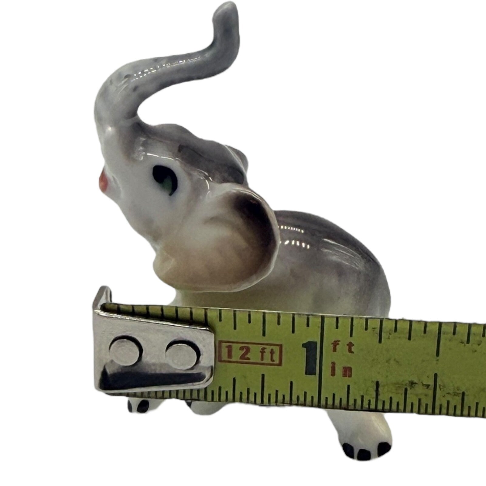 Vintage Japan Ceramic Miniature Elephant Figurines - Parent & Child - Good Luck